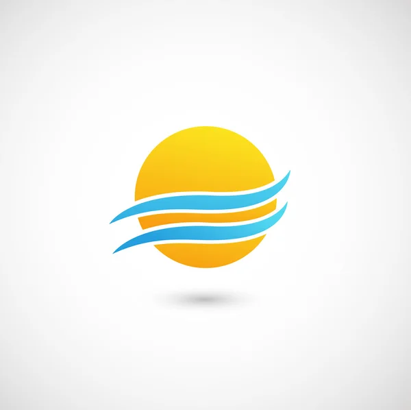 Puesta de sol y olas marinas — Vector de stock