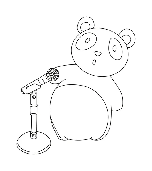 手画的熊猫唱一首歌 — 图库矢量图片