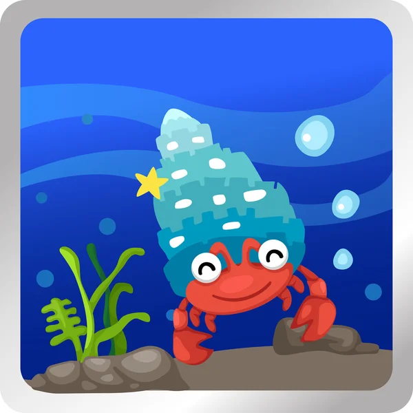 Hermit crab underwater — Stock Vector