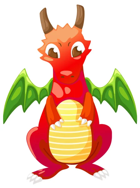 Cute cartoon red dragon — Stock Vector