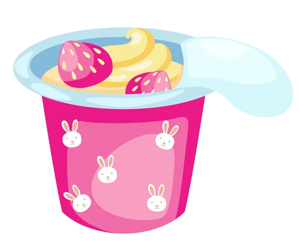 Yogur de fresa — Vector de stock