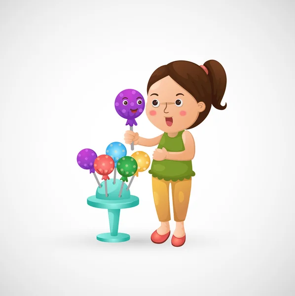 Mujer sosteniendo dulces — Vector de stock