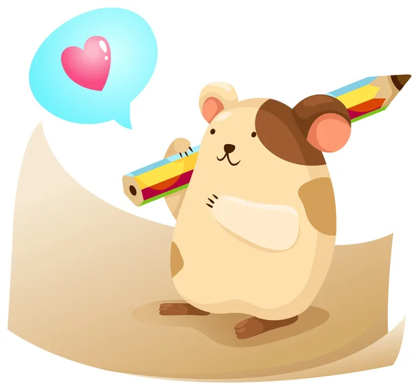 Schattige hamster met opmerking papier — Stockvector