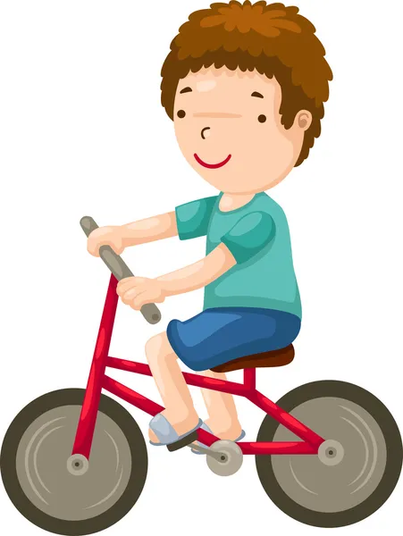 Young boy riding a bicycle — Stock Vector