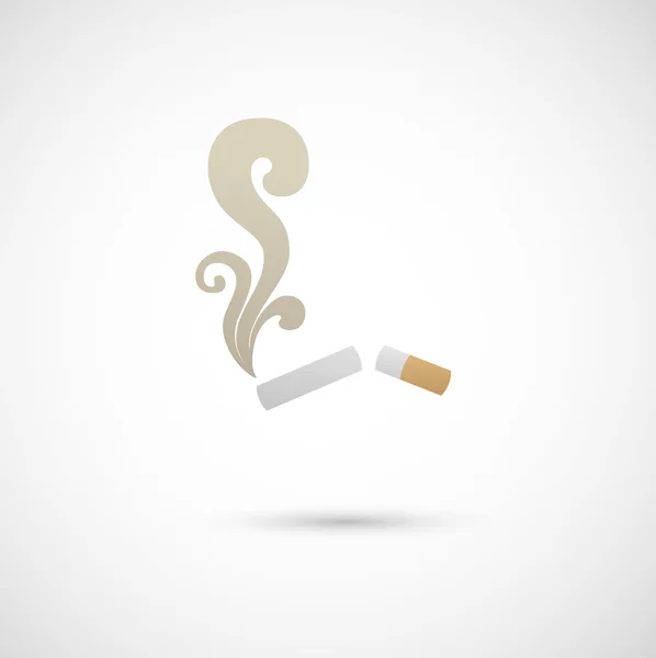 Icono de cigarrillo y humo — Vector de stock