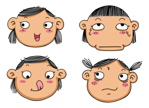 Diferentes expresiones faciales de una chica — Archivo Imágenes Vectoriales