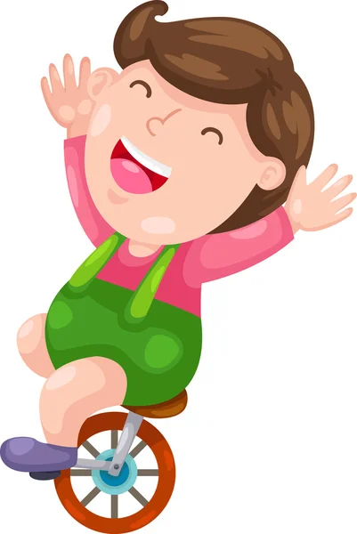 Funny boy with bicycle — Stock Vector