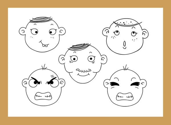Verschiedene Gesichtsausdrücke einer Jungentafel — Stockvektor