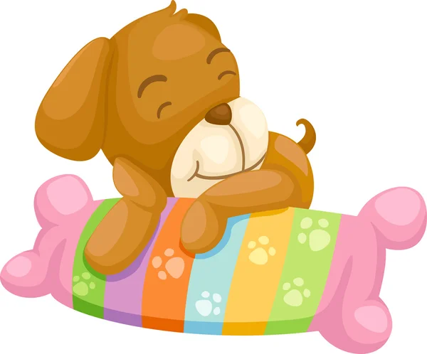 Perro con almohada — Vector de stock