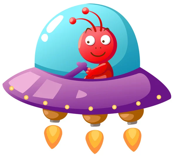 Alien binnen ufo — Stockvector