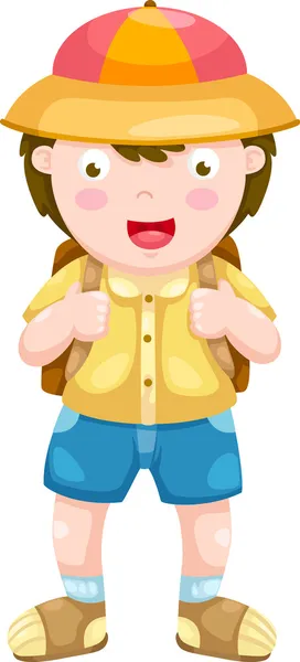 Kid with backpack — Stock Vector