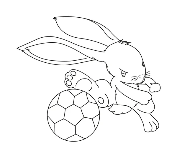 Coniglio disegnato a mano che gioca a calcio — Vettoriale Stock