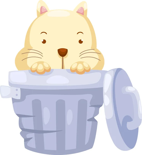 ゴミ箱猫 — ストックベクタ