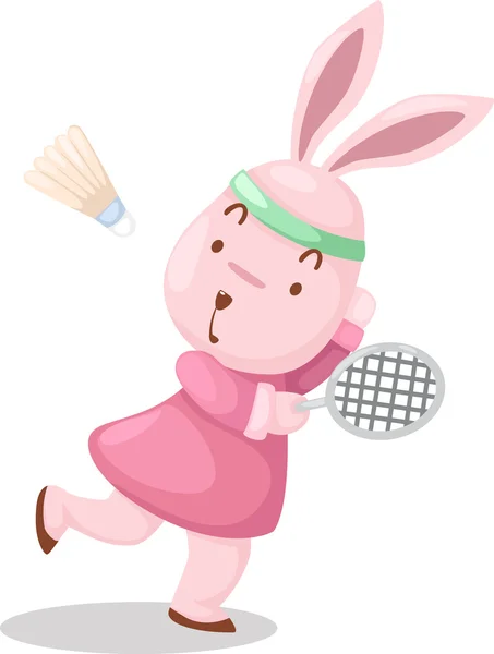 Meisje konijn spelen badminton — Stockvector