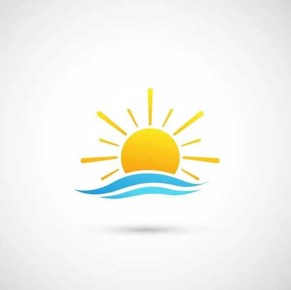 Coucher de soleil et vagues — Image vectorielle