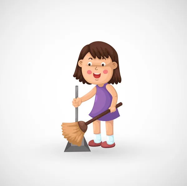 Mädchen putzen Fußboden — Stockvektor