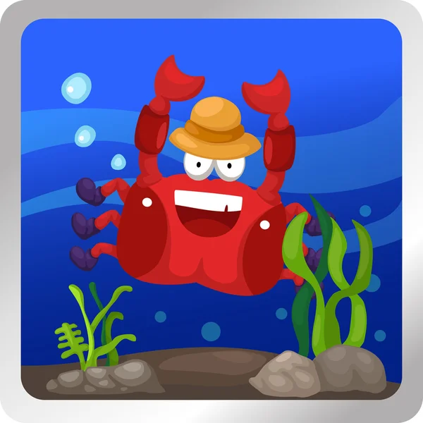 Hermit crab underwater background — Stock Vector