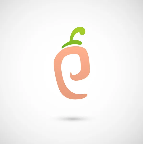 Ícone de pêssego - forma alfabética P — Vetor de Stock