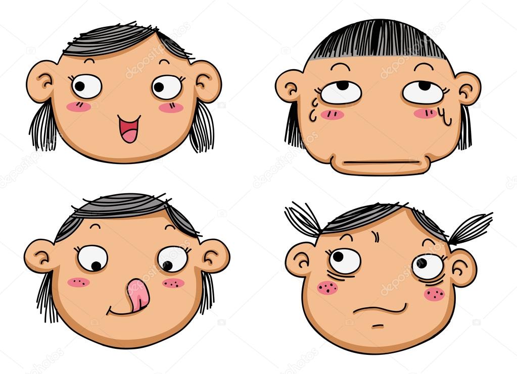 Different facial expressions of a girl