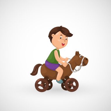 çocuk oyuncak at üzerinde