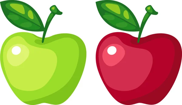 Green apple and red apple — Stock Vector