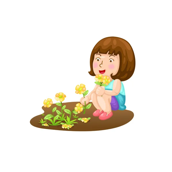 Ein Mädchen mit der Blüte — Stockvektor