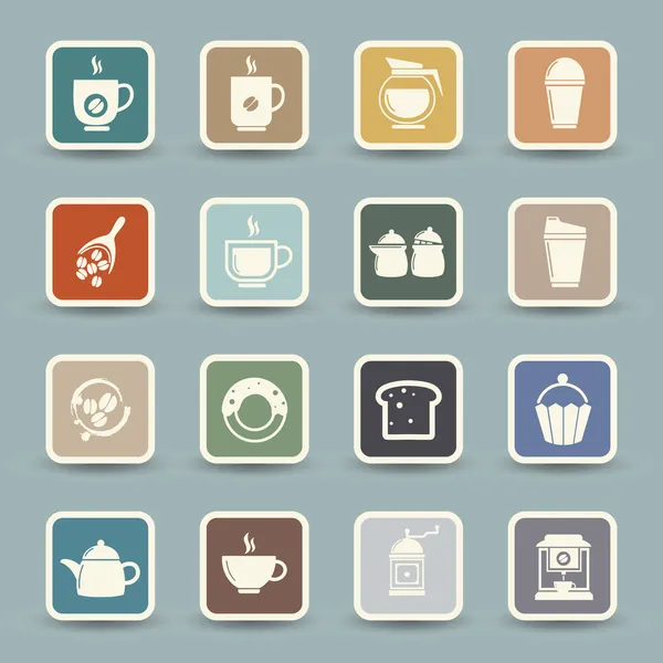 Káva a čaj ikony — Stockový vektor
