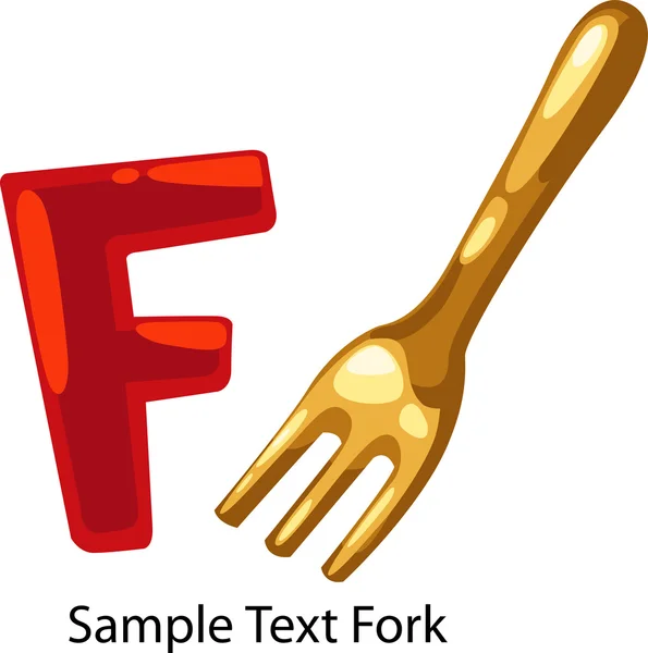 CARTA DEL ALPHABET F-Fork — Vector de stock