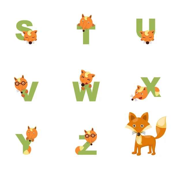 Alfabeto S-Z Fox — Vetor de Stock