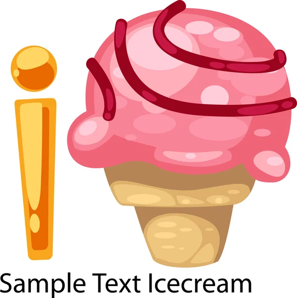 ALPHABET LETTER I -Ice cream — Stock Vector