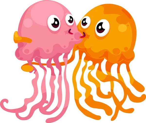 Dibujos animados amor medusas — Vector de stock