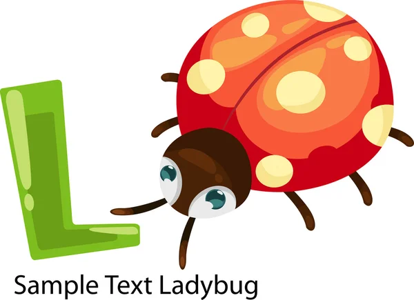 CARTA DE ALPHABET L-Ladybug — Vector de stock