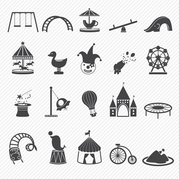 Iconos del parque de atracciones — Vector de stock