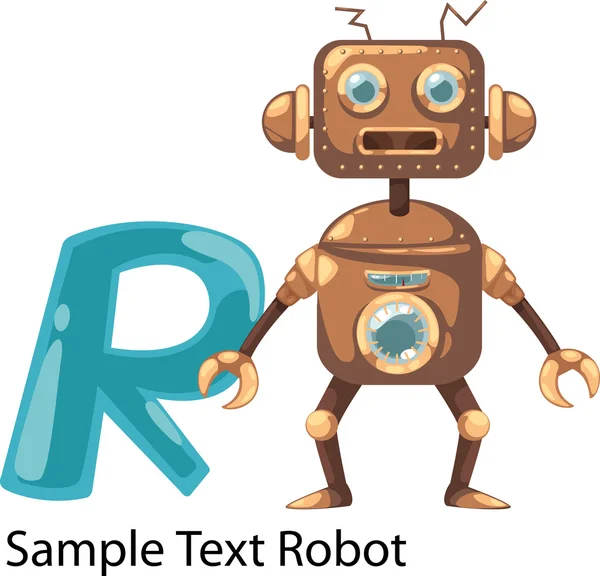 アルファベットの手紙 r ロボット — ストックベクタ