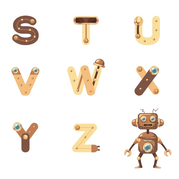 Alphabet s-z Roboter — Stockvektor