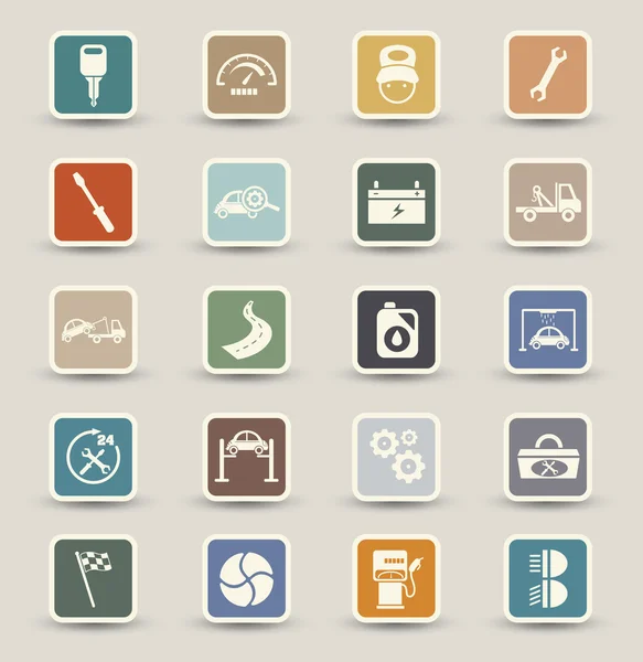 Iconos de mantenimiento del servicio de coche — Vector de stock