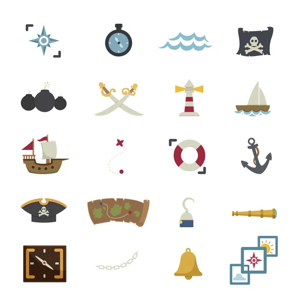 Iconos de piratas — Vector de stock