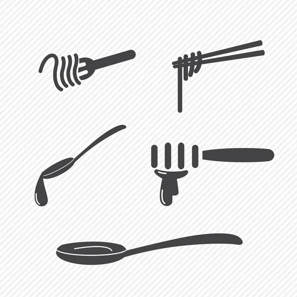 Tenedor y cuchara y palillos — Vector de stock