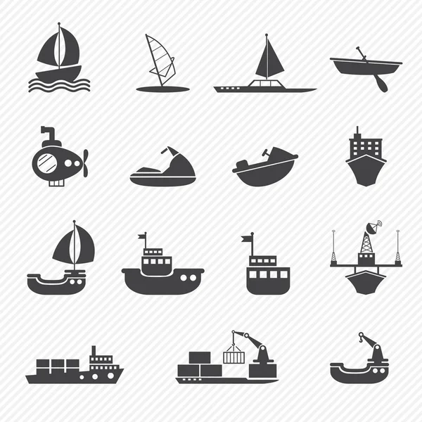 Barcos y barcos iconos — Vector de stock