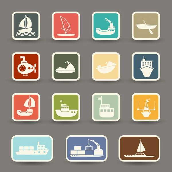 Csónakok és hajók ikonok — Stock Vector