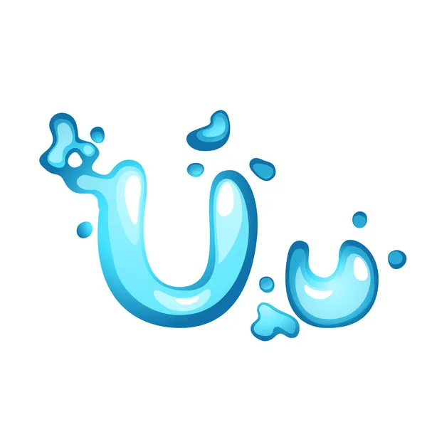 Water letter U — Stock Vector