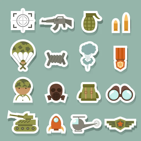 Iconos militares y de guerra — Vector de stock