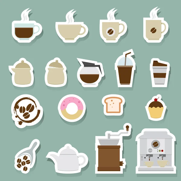 Ícones de café e chá —  Vetores de Stock