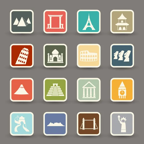 Travel and tourism locations icons — Stock Vector