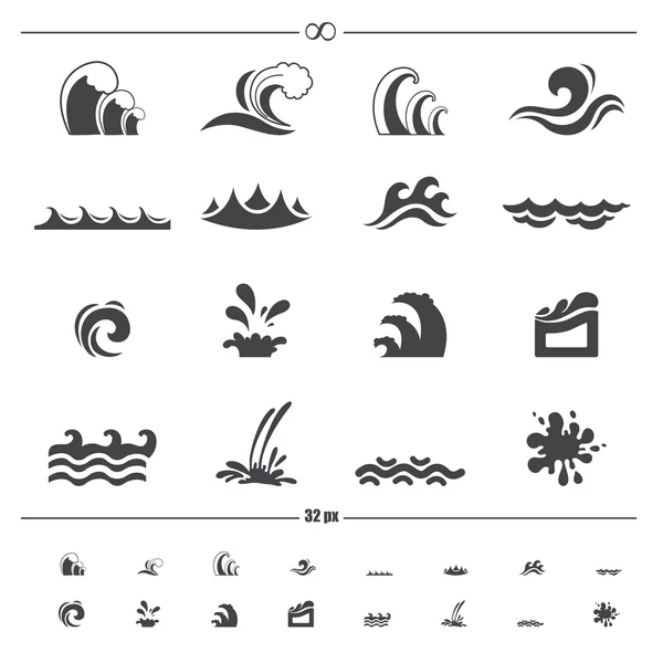 水の波 icons.vector eps10 — ストックベクタ