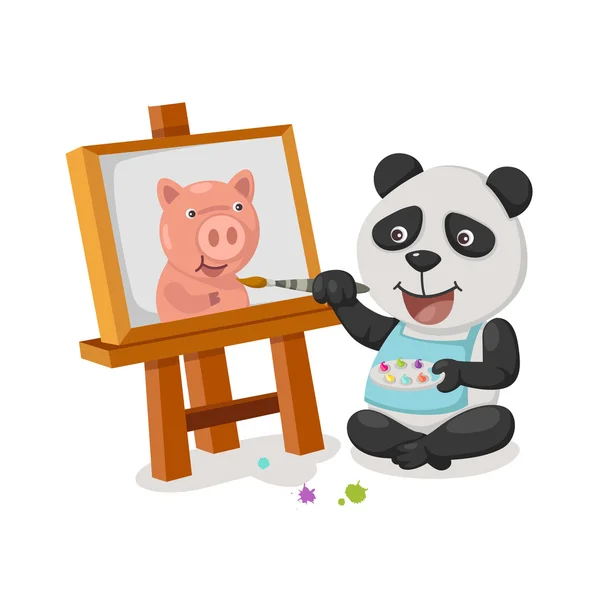 Panda painting vector — Stock Vector