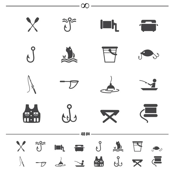 Pesca e attrezzature per la pesca icons.vector eps10 — Vettoriale Stock