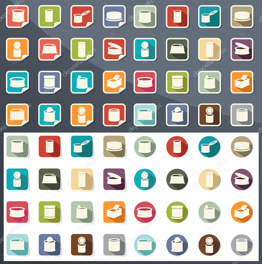 canned food icons vector eps10