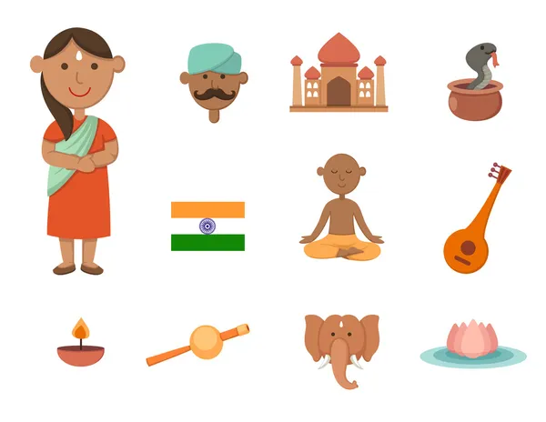 Ensemble vectoriel de symboles Inde — Image vectorielle