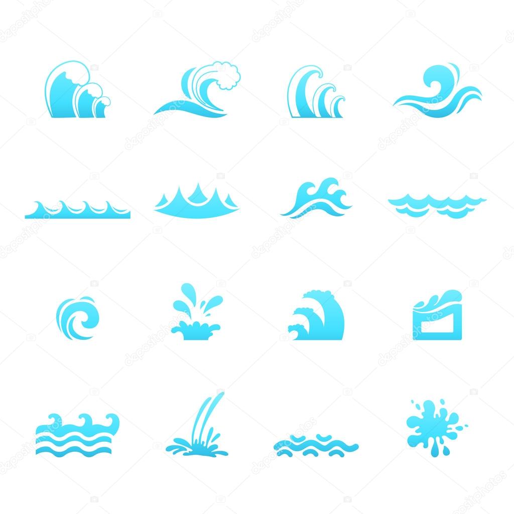 water wave icons vector eps10